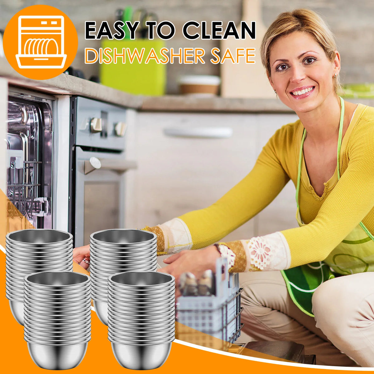 12/24/60 Pcs Sauce Dipping Bowl Stainless Steel Dipping Cups Round Sauce Dishes 45/55ML Mini Reusable Seasoning Cups Dipping Cup