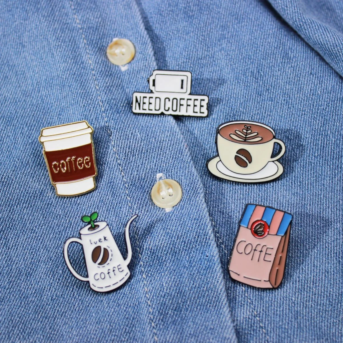 Coffee Series Badge Accessories Cup-shaped Pin Creative Cartoon Badge Personalized Clothing Backpack Decorative Accessories