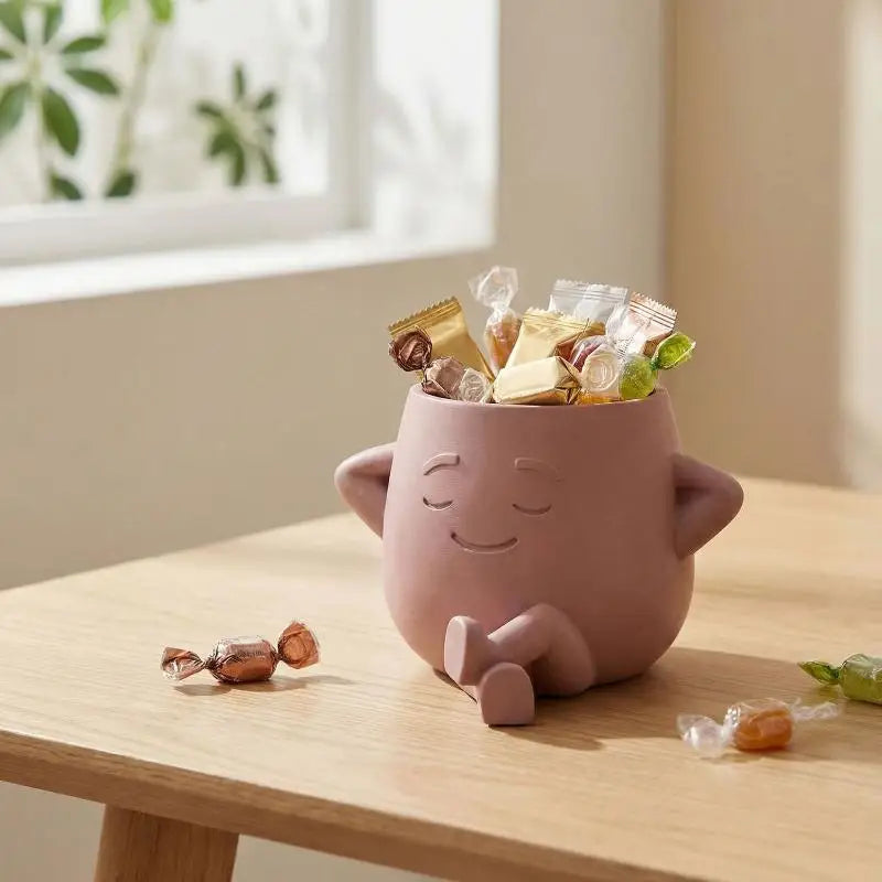 Unique Sitting Chair Face Flower Vase Cute Resin Head Planter Durable Succulent Pots Home Yard Desktop Garden Decoration