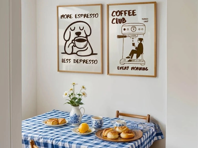 3pcs Club Coffee Canvas Wall Art, Unframed Retro Coffee Posters, Coffee Cart Print for Coffee Station Decor, Coffee Lover Gifts