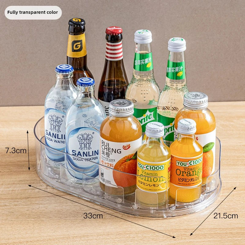 360 Rotating Refrigerator Storage Box Multifunctional Spice Organizer Simple Drink Tray for Kitchen Countertop