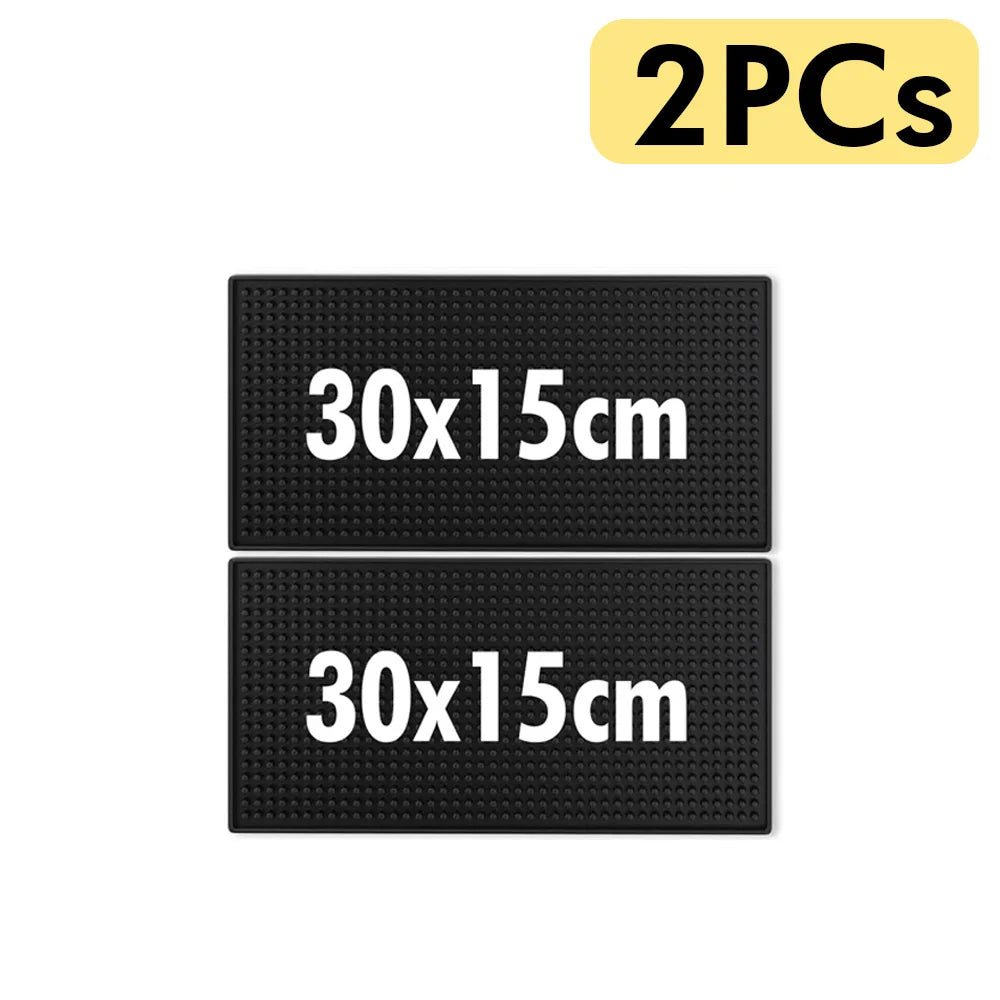 Rubber Bar Mat Coffee Maker Countertop Spill Mats Bar Service Mat Dish Glass Drying Mat for Barista Cocktail Bartender Black