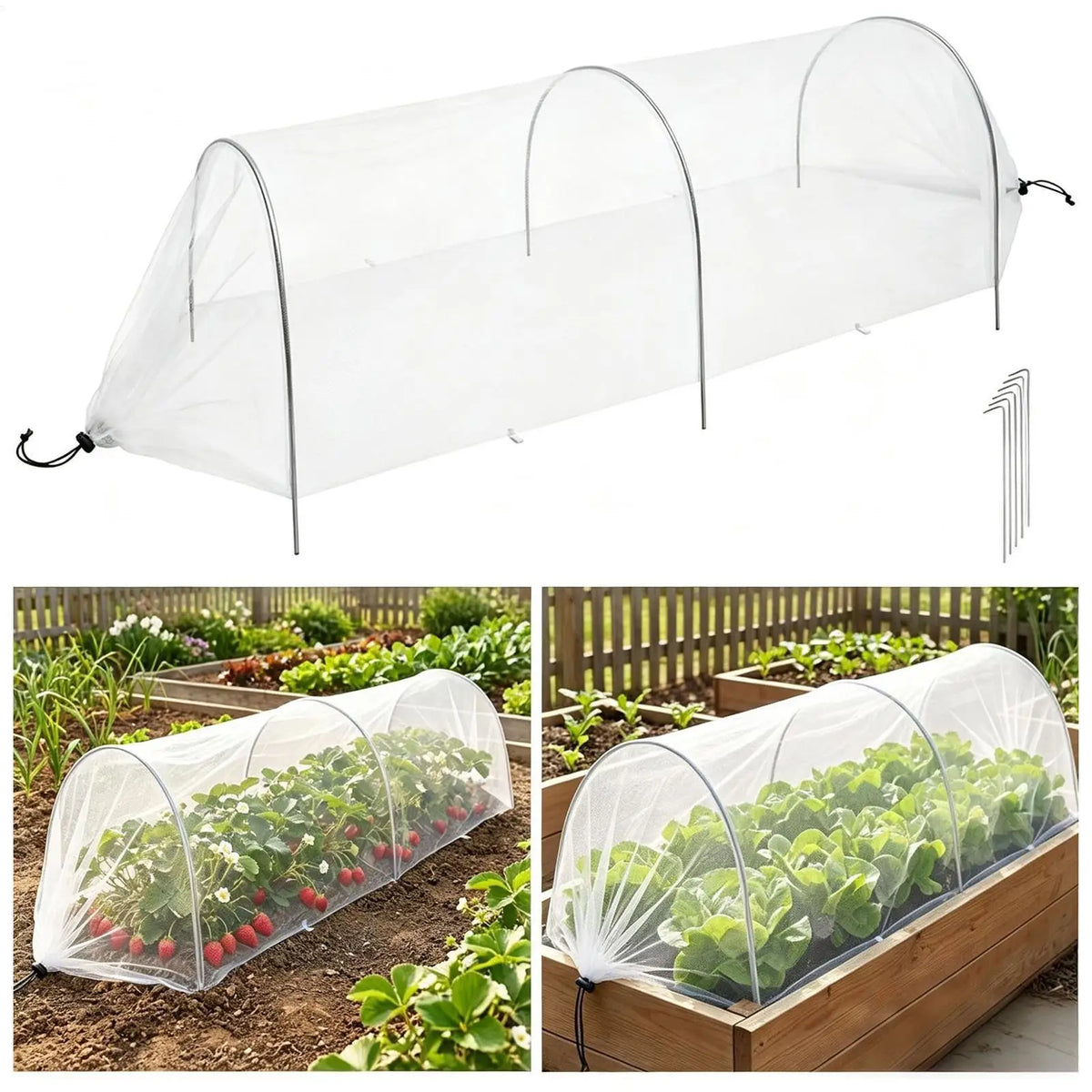 Garden Netting Covers Greenhouse Hoop Grow Tunnel Kits Vegetable Seedling Support Hoop Frame DIY Reusable Shed Brackets