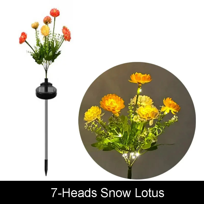 1pc 7-head Solar Artificial Orchid Flower Lawn Lights for Patio Yard Garden Wedding Christmas Decoration LED Solar Ground Lights
