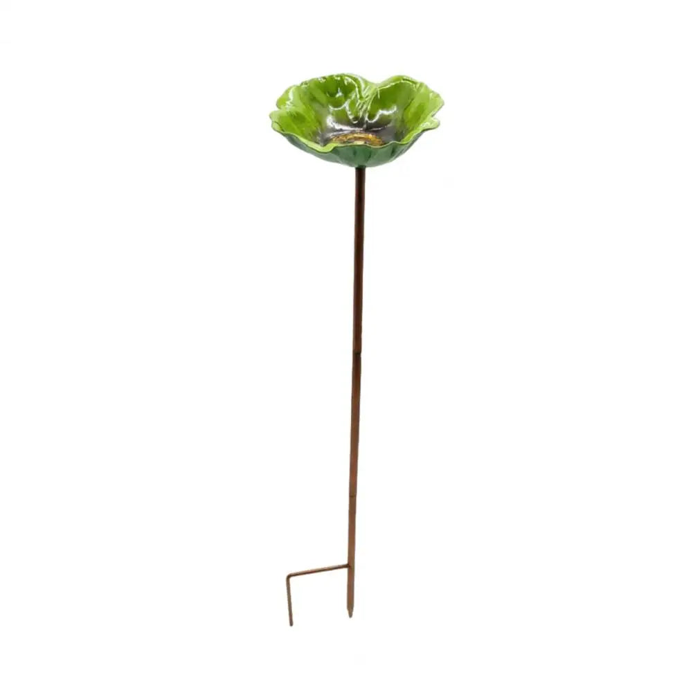 Metal Flower Yard Stake Handmade Bee Watering Station Ground Insert Bird Bath Feeder Butterfly Drinking Bowl Outdoor Decor