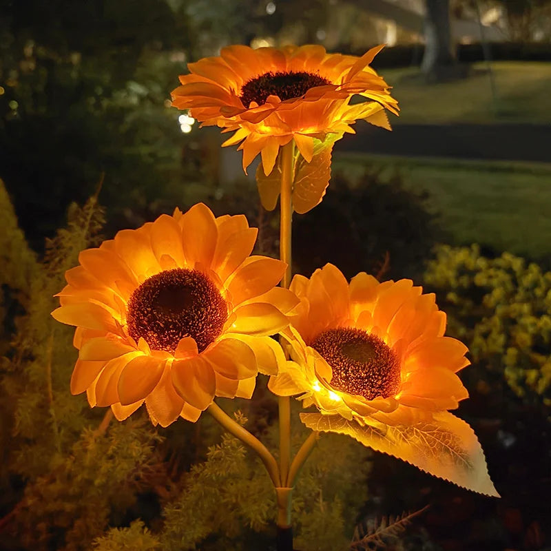 3 Heads 1 Head Solar Simulation Sunflower LED Lights Garden Yard Lawn Night Lights Landscape Lamp Decor Christmas Flower Light