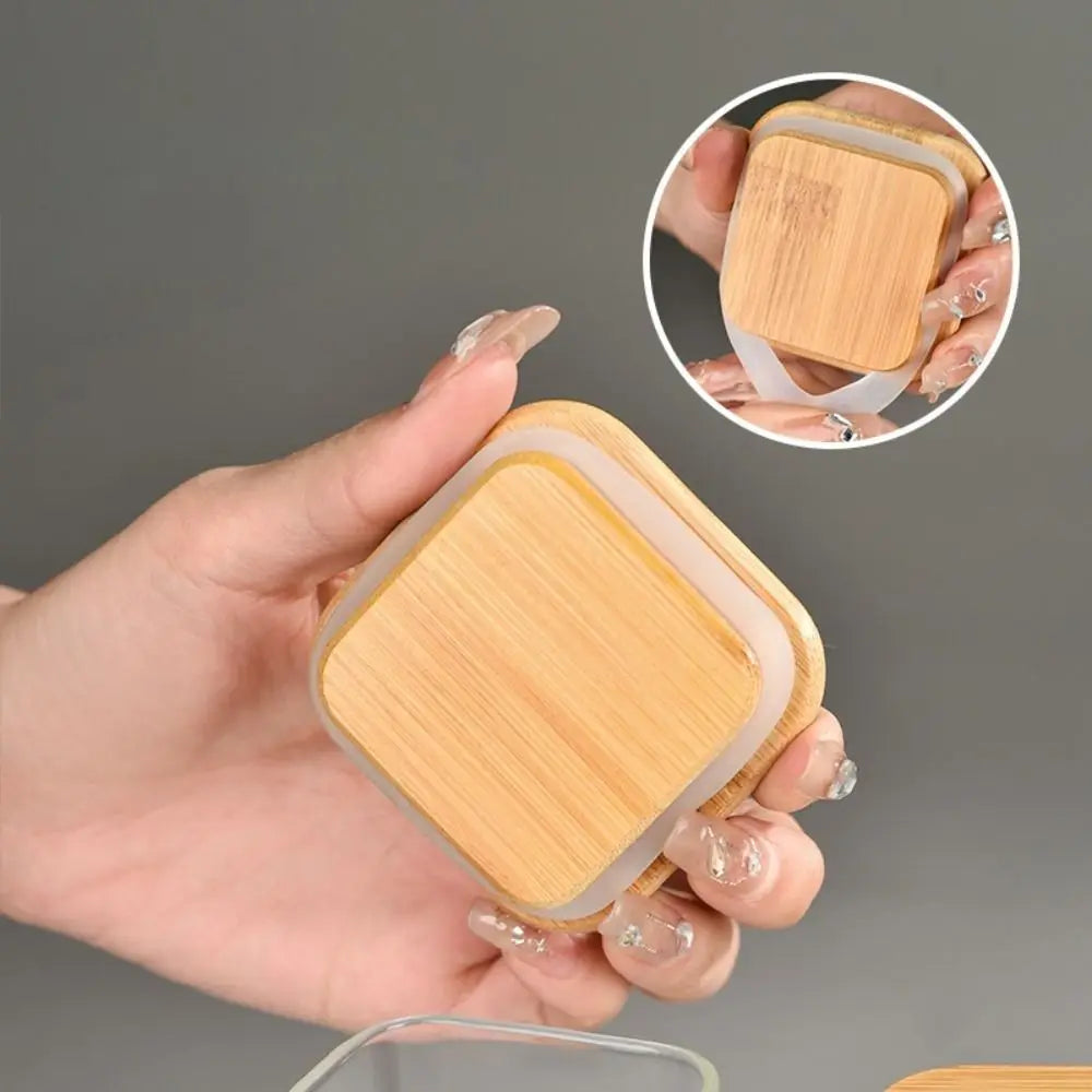 150/210/300/370/450ml High Borosilicate Glass Sealed Can Transparent Storage Supplies Glass Jar with Bamboo Lid Moisture Proof