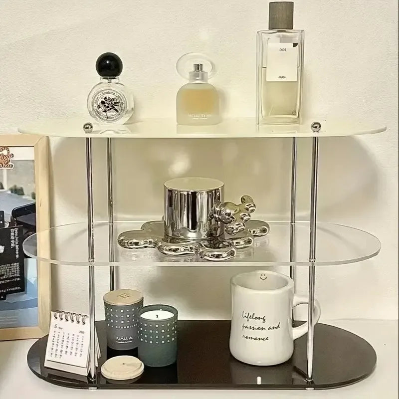 Ins Style Acrylic Storage Rack Desktop Organizer Perfume Jewelry and Cups Display Stand 3 Layers Removable Decorative Shelf