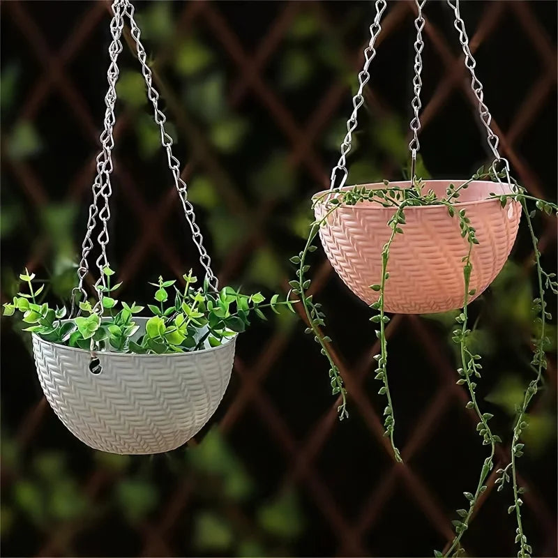 Space-Saving Hanging Flower Pots 2PCS, Easy Mount Railing Hanging Planters, Durable Plant Pots for Balcony, Garden, Indoor Green