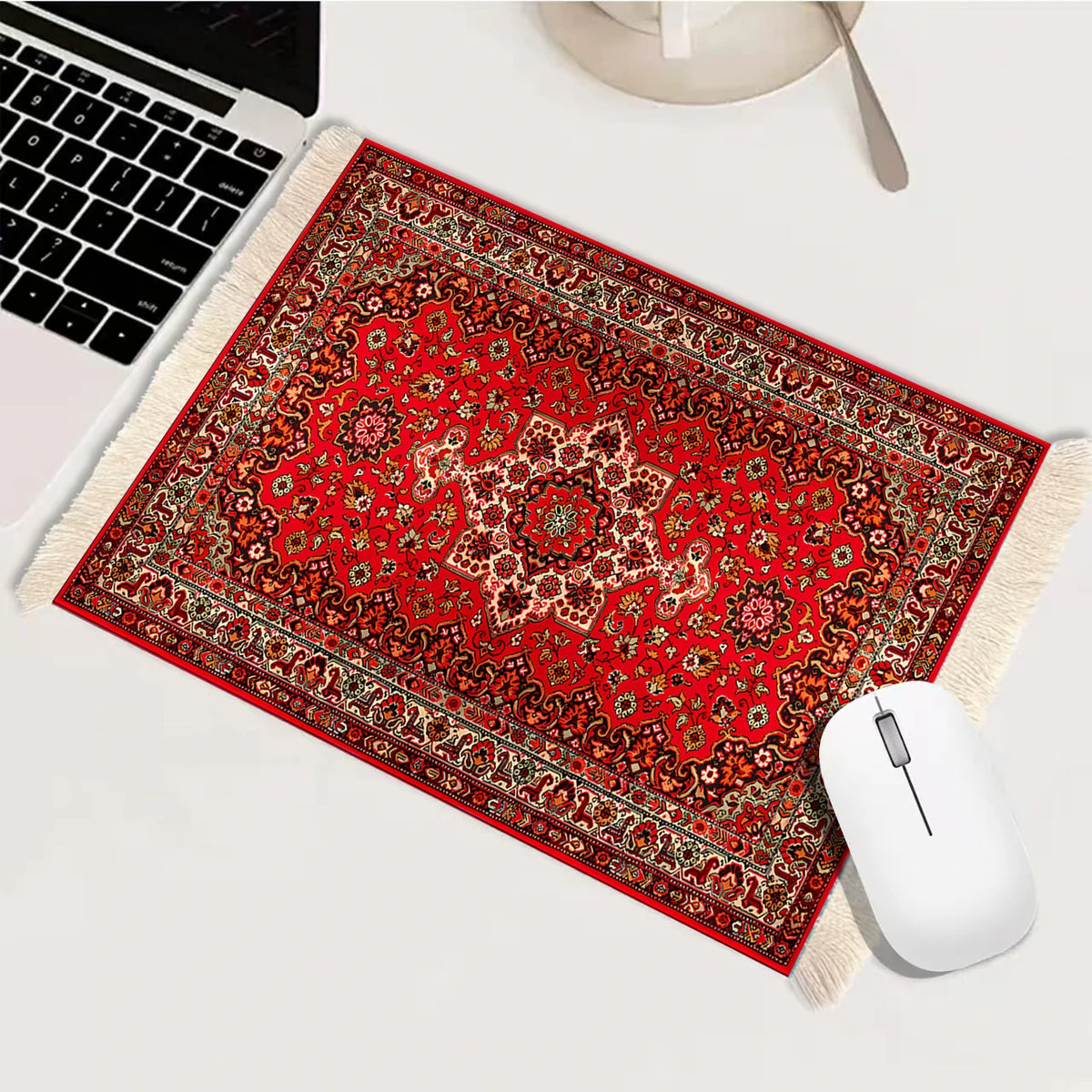 Woven Flower Persian Carpet Small Coaster Retro Style Rubber Non‑Slip Mouse Pad Desk Mat Cheap Wholesale Merchants Computer Mats