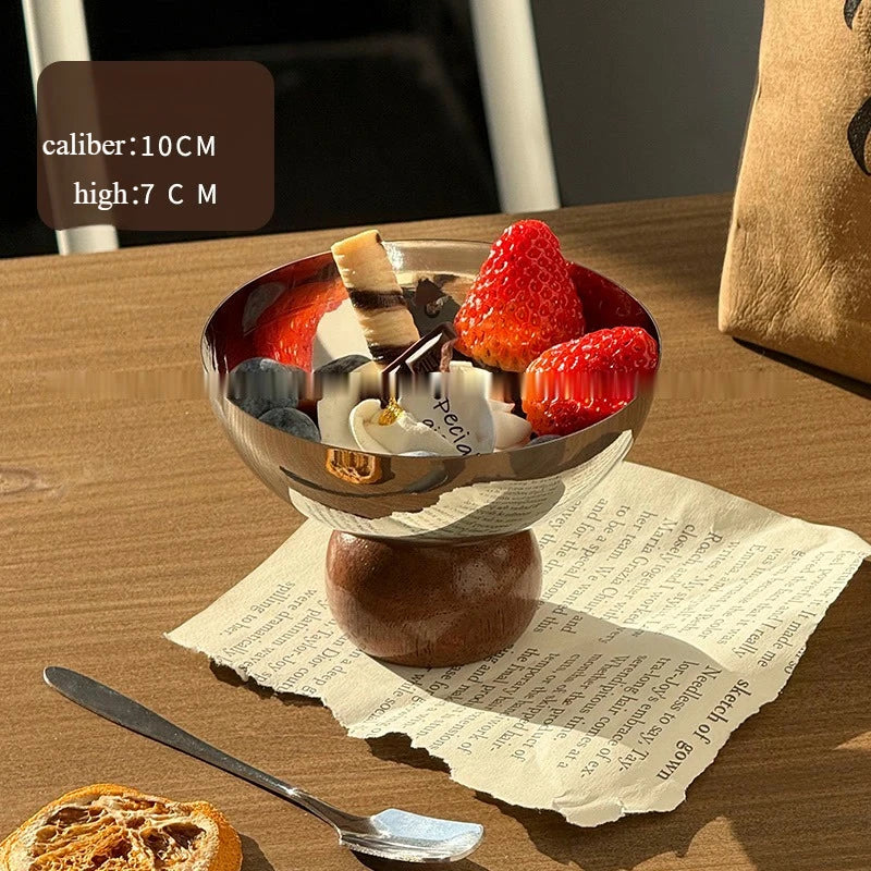 Ins Style Creative Short Bowl Stainless Steel Dessert Bowl High-looking Snack Bowl Ice Cream Cup Pudding Cup
