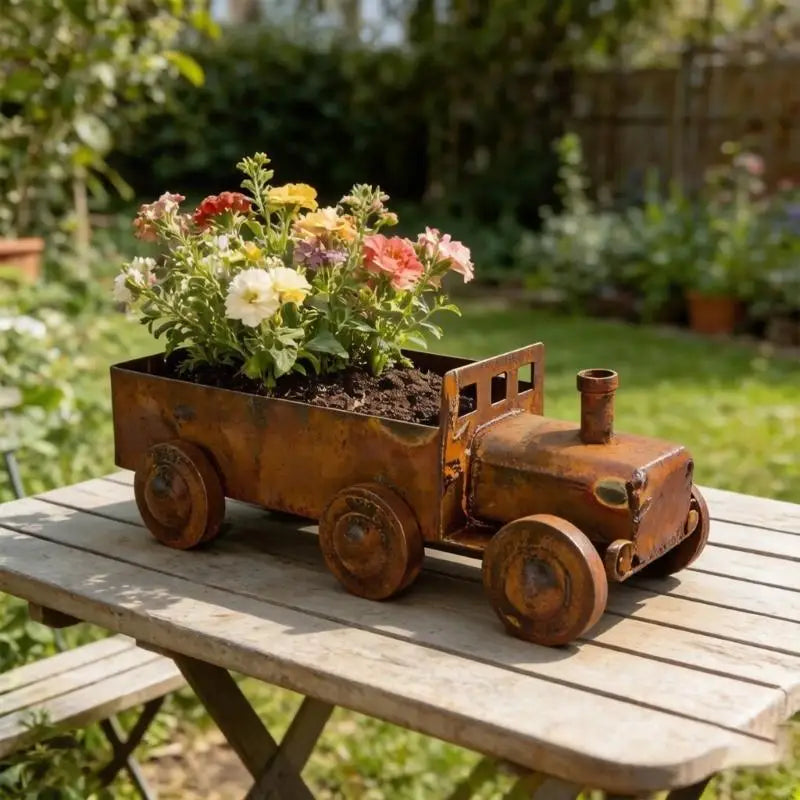 Decorative Antique Styles Iron Container Planter With Unique Steams Locomotive Design For Balcony Or Terraces Home And 37JD