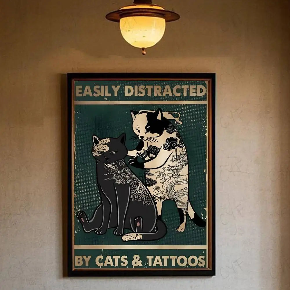 Interesting Cats And Quotes Poster HD art wall waterproof home living room bedroom bar aesthetic decoration