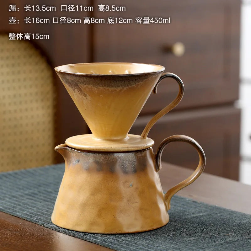 2026 Classic Ceramic Pour Over Coffee Set Large Coffee Server Cone Shaped Dripper Filter Home Hand Brew Coffee Tool Kit