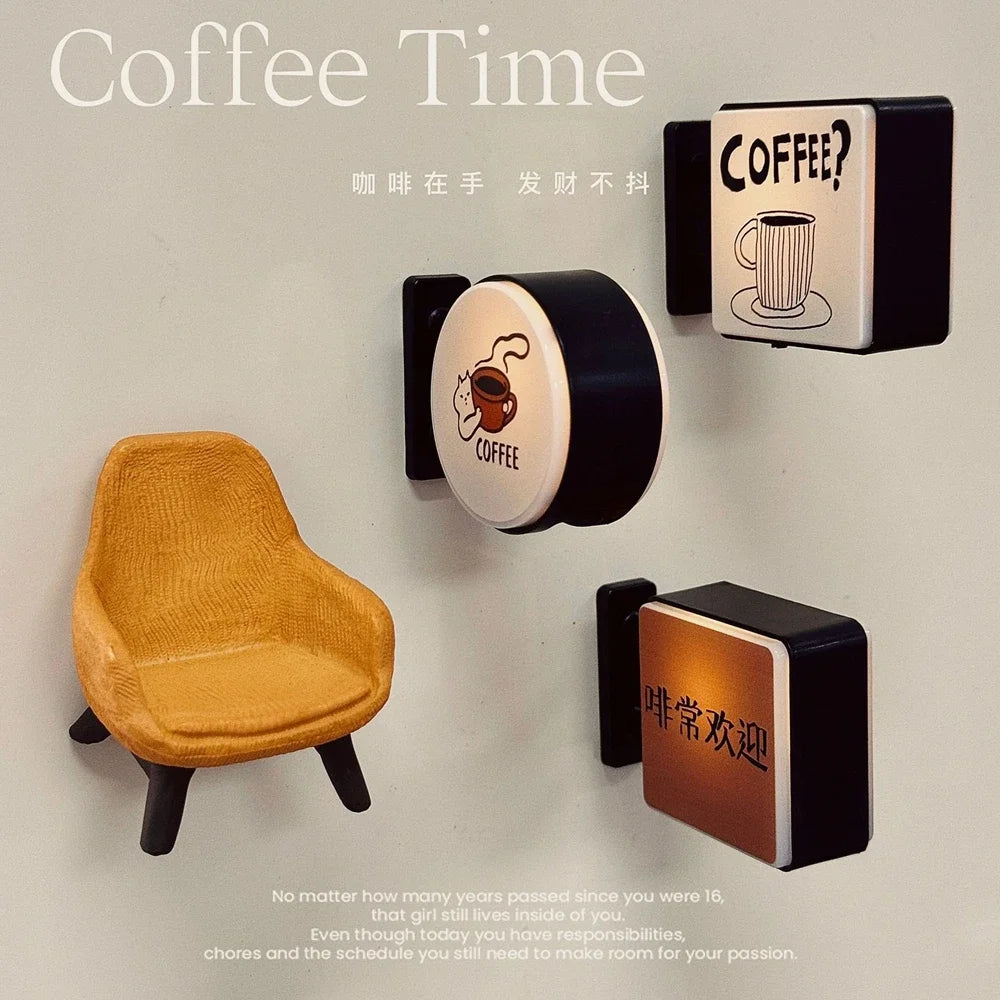 Mini Lightbox Fridge Magnet Coffee Japanese-style Creative Tourism Souvenir Magnetic Luminous Light Box Home Decoration Gift