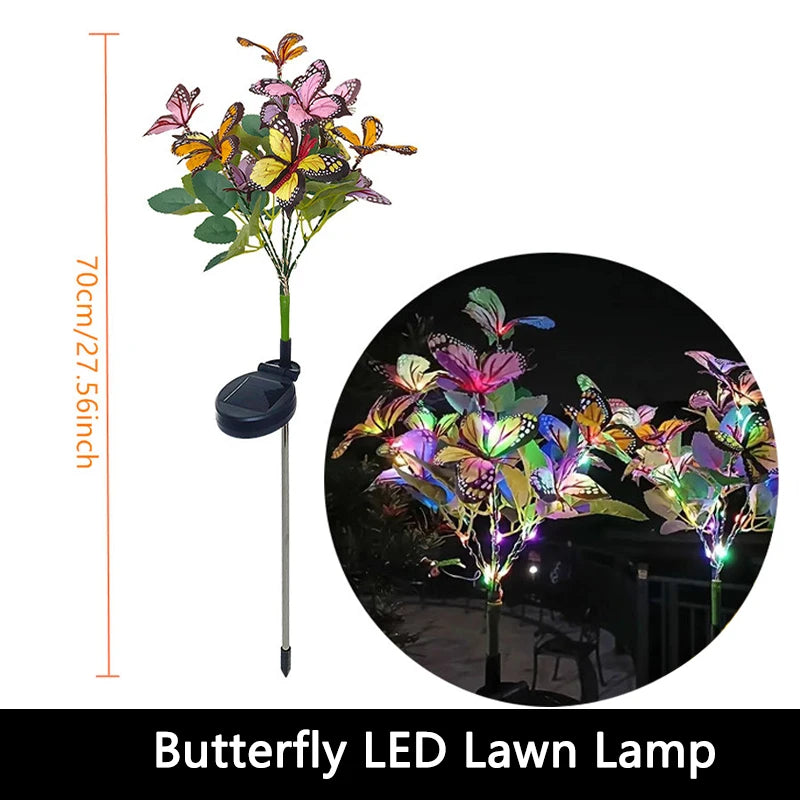 1pc 7-head Solar Artificial Orchid Flower Lawn Lights for Patio Yard Garden Wedding Christmas Decoration LED Solar Ground Lights