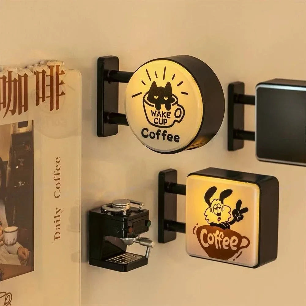Mini Lightbox Fridge Magnet Coffee Japanese-style Creative Tourism Souvenir Magnetic Luminous Light Box Home Decoration Gift