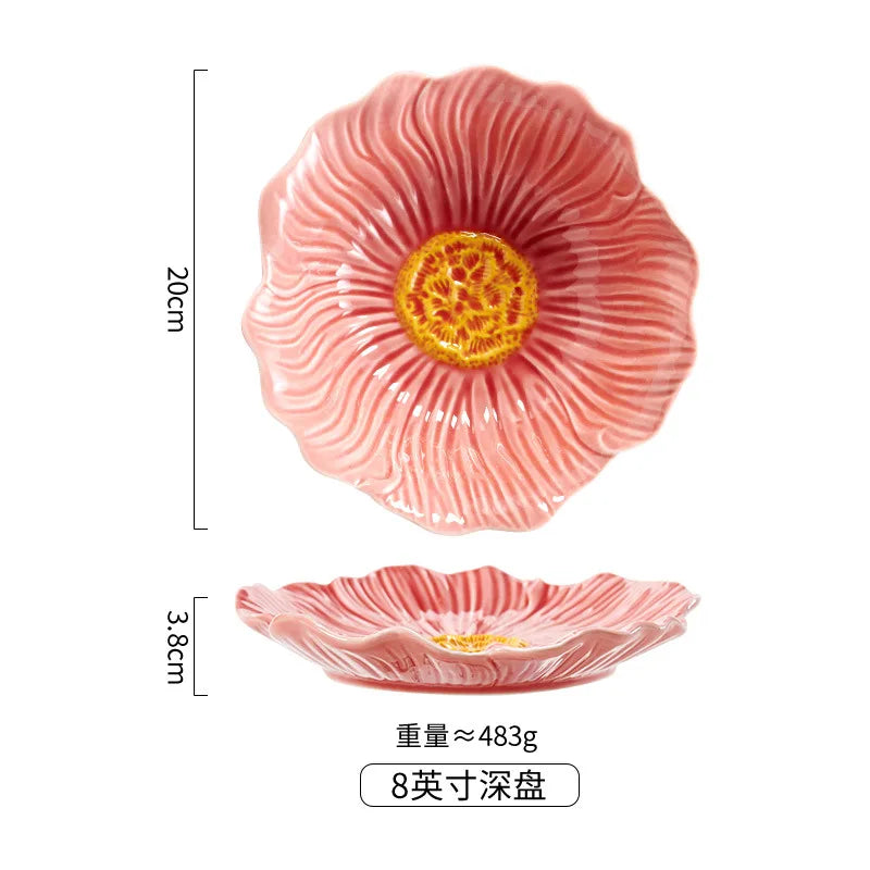 Floral Embossed Ceramic Dinnerware Set