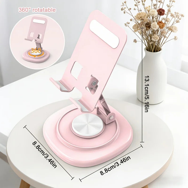 Macaron Desktop Metal Rotating Phone Stand Tablet Phone Stand for Watching TV, Live Streaming, and Video Support - Lazy Person&