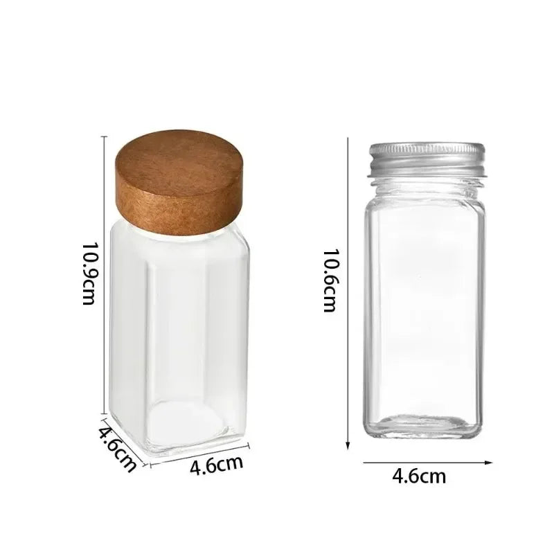 6/8/10/12pcs Glass Spice Jars Seasoning Storage Containers with Airtight Wood Lid,Empty Organizer Bottles for Spice