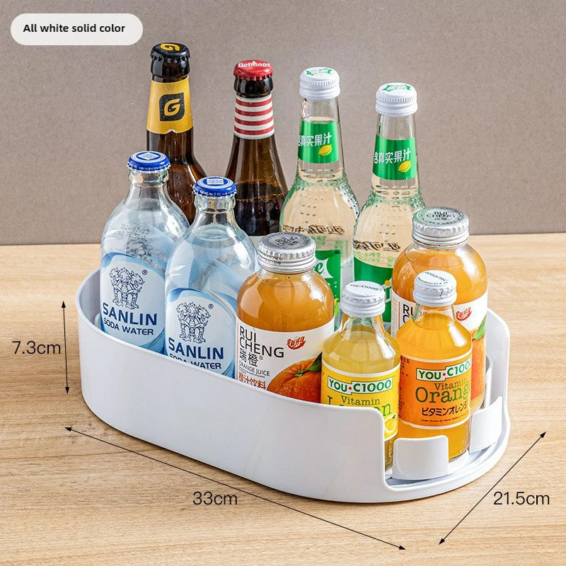 360 Rotating Refrigerator Storage Box Multifunctional Spice Organizer Simple Drink Tray for Kitchen Countertop