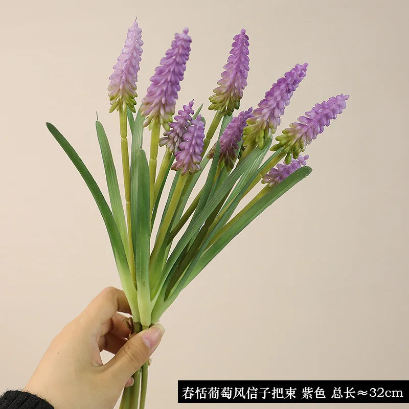 28CM Artificial Grape Hyacinth Bouquet – 5PCS Fake Flowers for Wedding & Home Décor