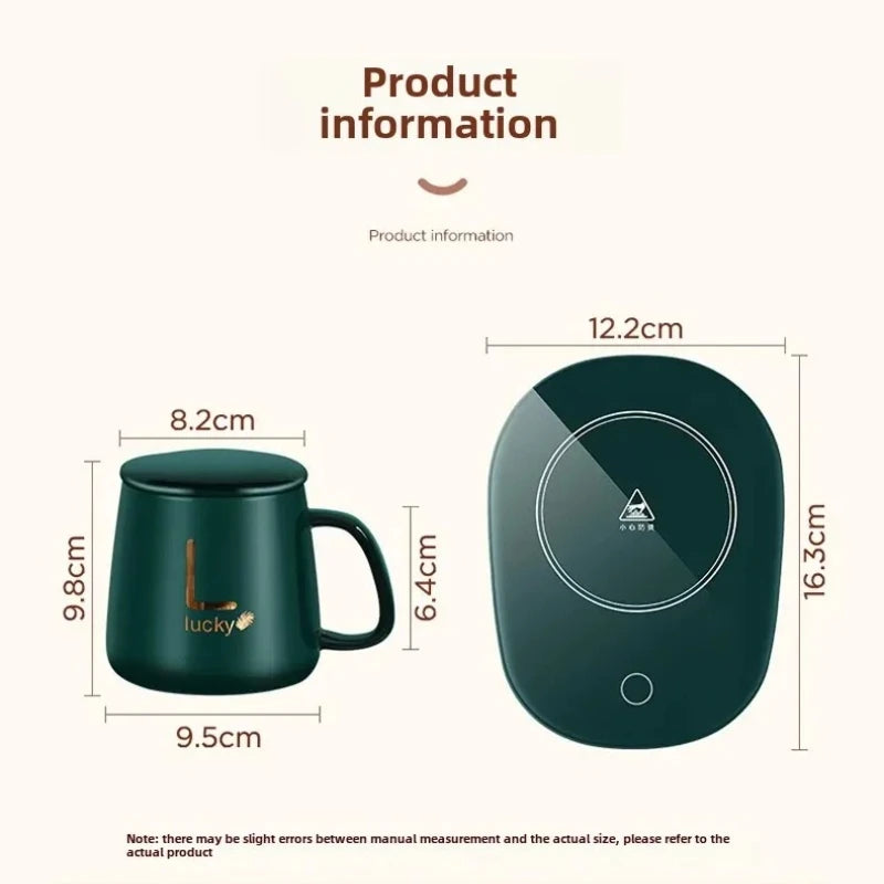 Smart self-heating cup with 55°C constant temperature. Gift box mug with spoon, suitable for camping, office use and as a gift
