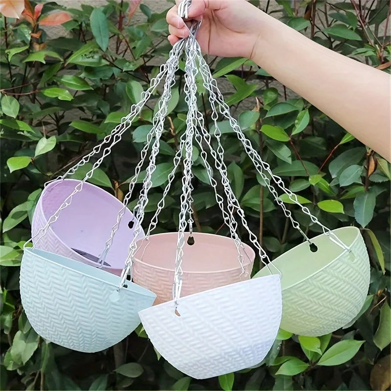 Space-Saving Hanging Flower Pots 2PCS, Easy Mount Railing Hanging Planters, Durable Plant Pots for Balcony, Garden, Indoor Green