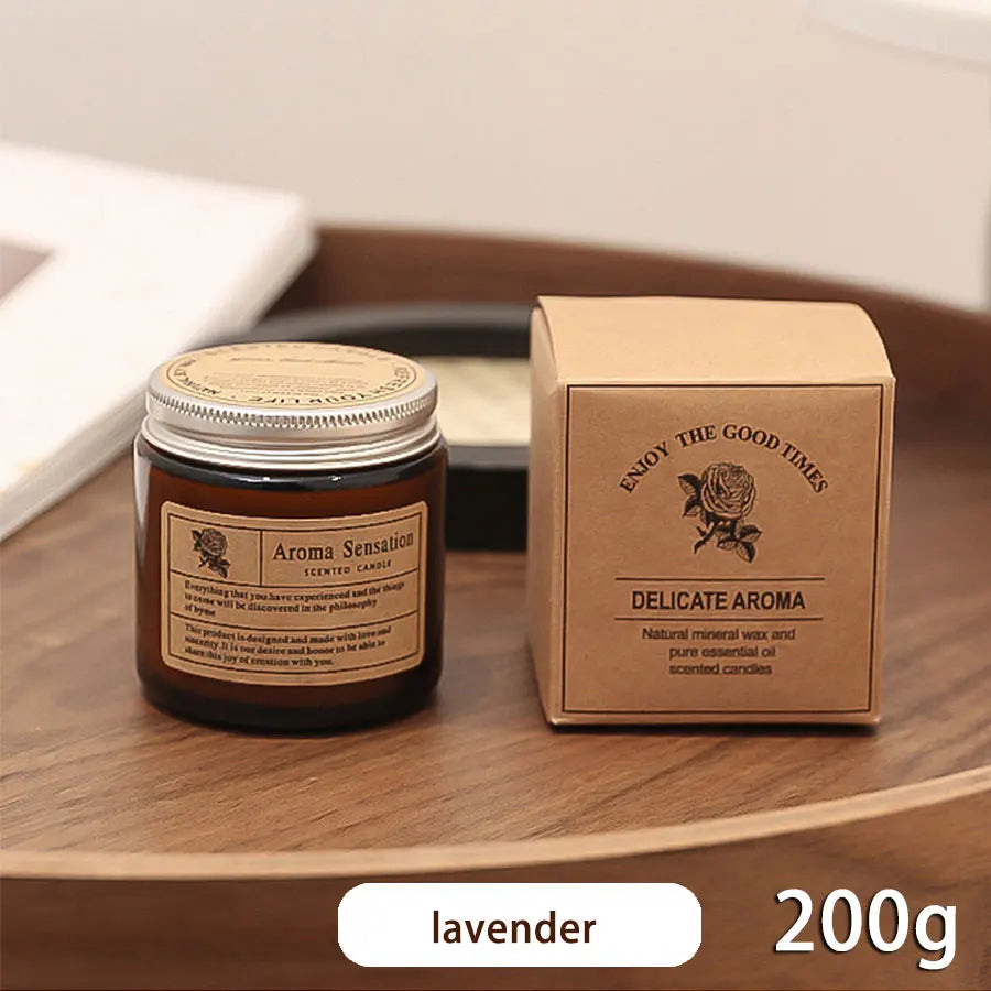 1pcs Brown Glass Cup Aromatherapy Candle Smokeless Scented Candle Suitable for Home Decoration Birthday Valentine&