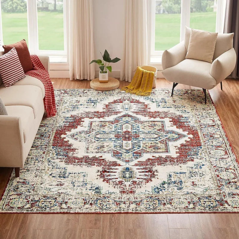 VIKAMA 1PC Persian National Style Crystal Velvet Carpet Dirt Resistant Living Room Coffee Table Mat Hotel Home Decoration