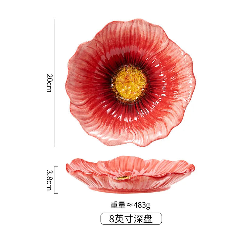 Floral Embossed Ceramic Dinnerware Set