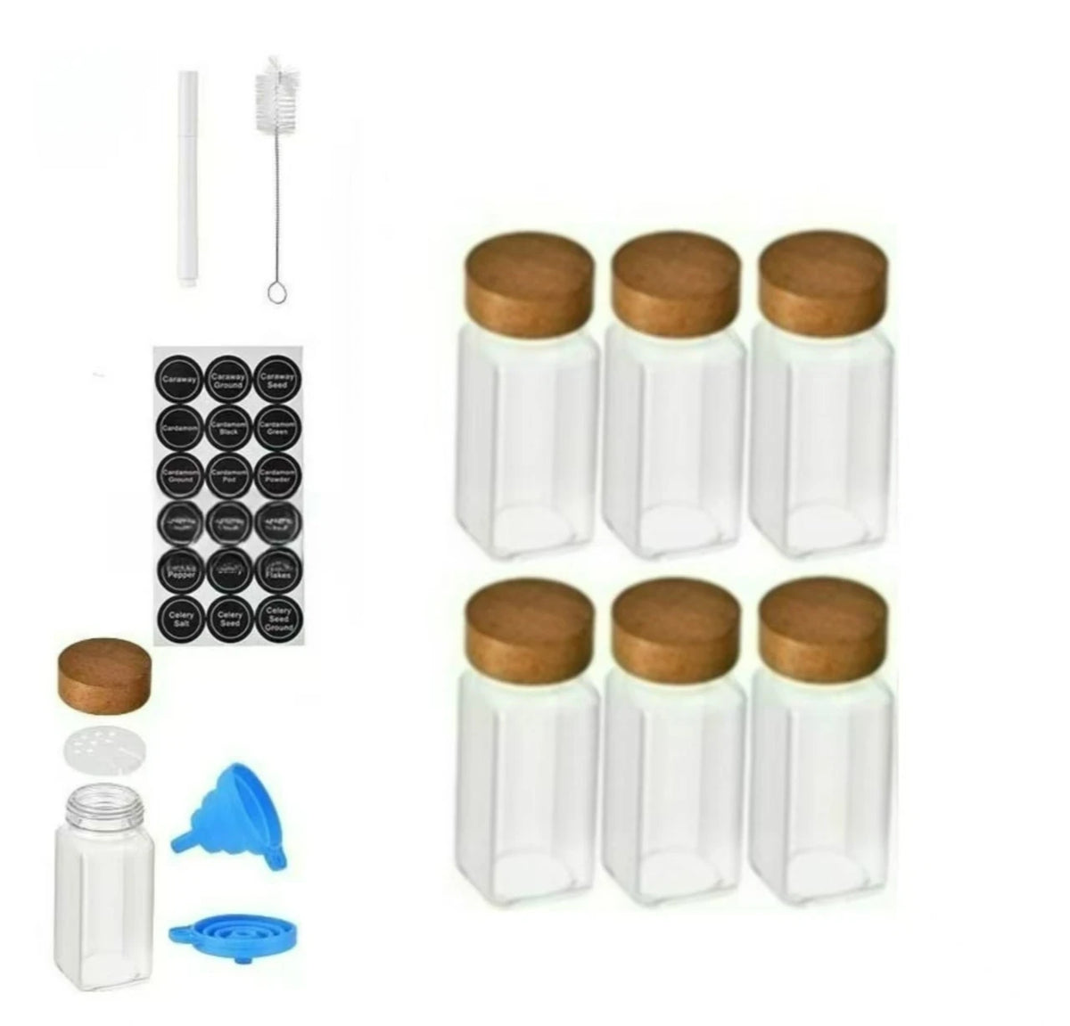 6/8/10/12pcs Glass Spice Jars Seasoning Storage Containers with Airtight Wood Lid,Empty Organizer Bottles for Spice