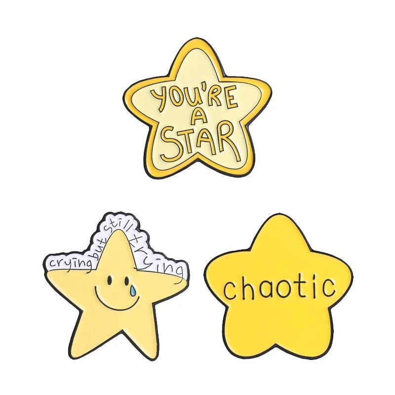 3pcs/set Assorted Cute Enamel Pins Collection Funny Slogans Animals Inspirational Quotes Pop Culture Lapel Badges for Clothing
