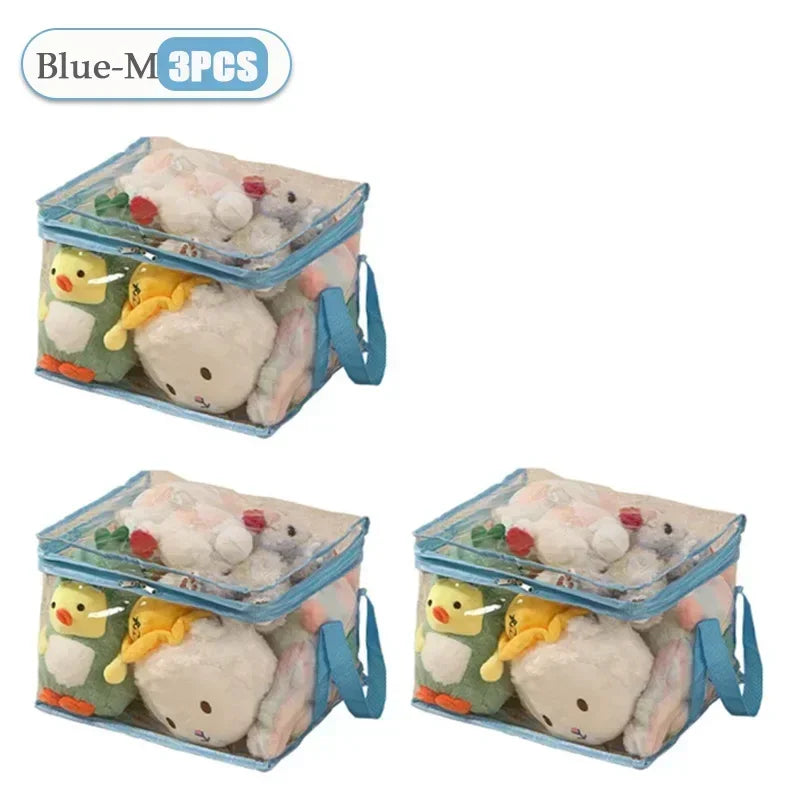 1/3/5PCS Transparent Toy Storage Box Large Capacity Waterproof Dustproof Folding Organizer Bag for Home Closet Bedroom Supplies