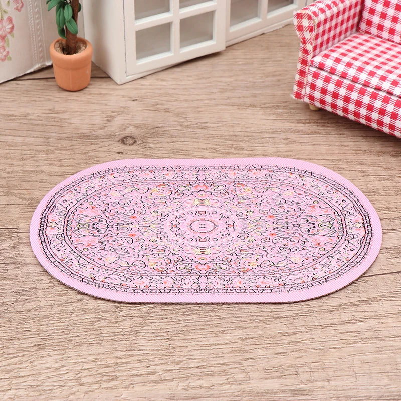 1Pc Turkish Style Toy Gift Dollhouse Miniature Floor Rug Cover Carpet Round Square Floor Mat DIY Model Bedroom Living Room Decor