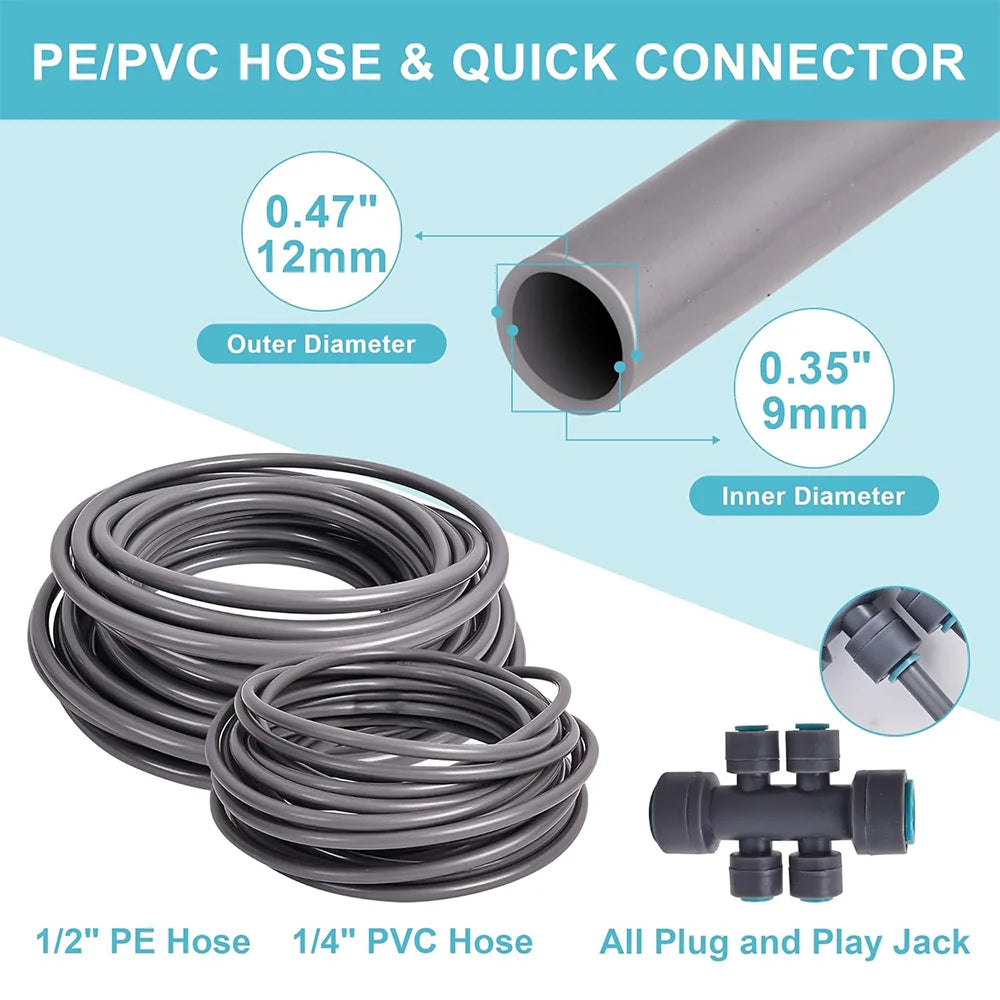 10M/20M/30M 1/4" 3/8" 1/2" Gray PE Hose for Home Garden Areenhouse Drip Irrigation Pipe OD-6mm OD-12mm OD-16mm Watering Tubeing