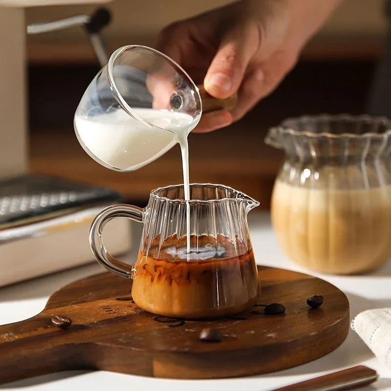 Striped Simplicity Handwork Small Milk Pot Heat-resistant Glass Exquisite Milk Cup Tea Dispenser Milk Pot Espresso Measuring Cup