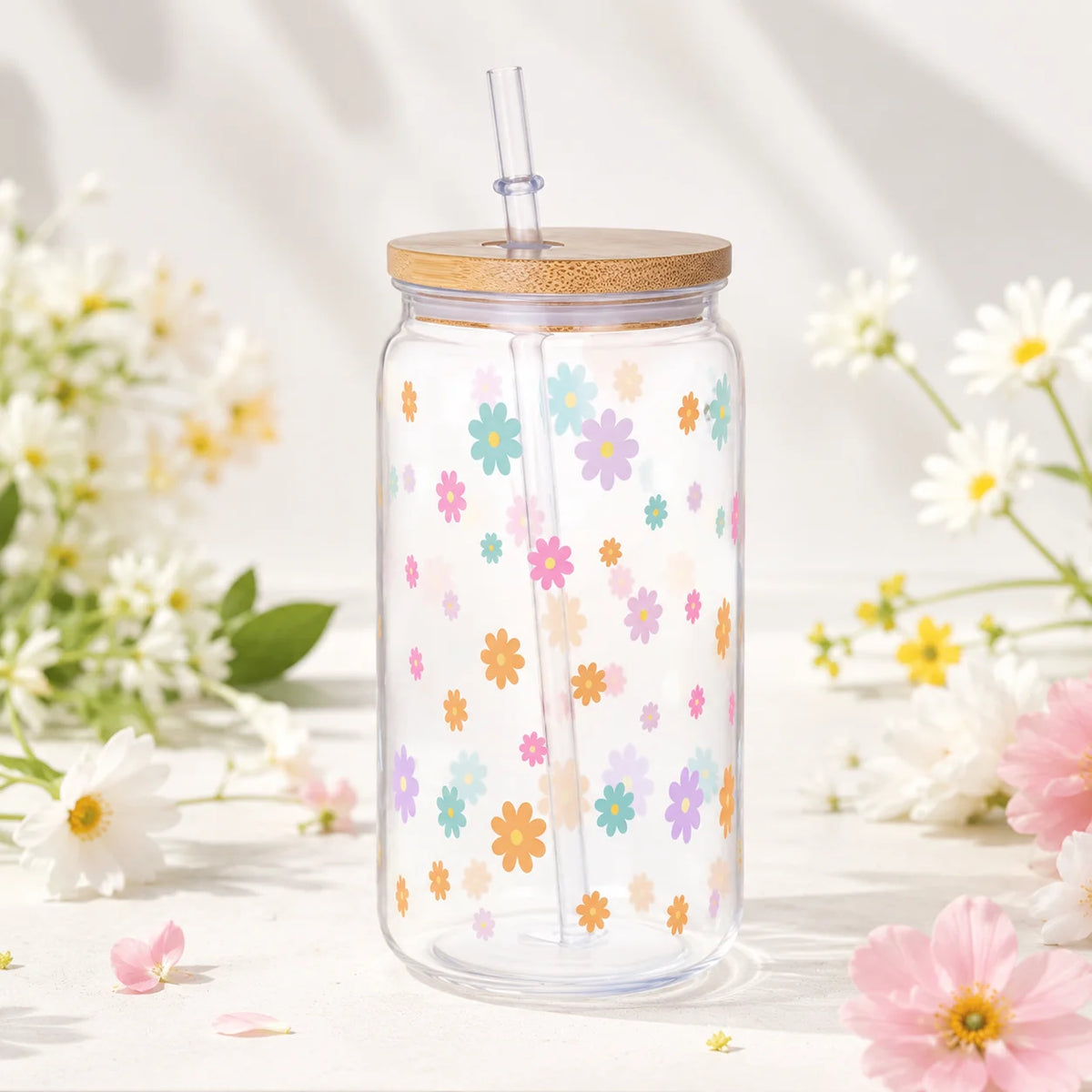 Aesthetic Flower Drinking Tumbler for Women