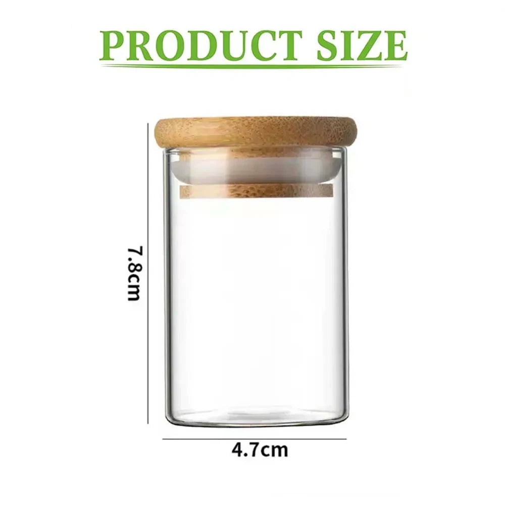 2.5oz Glass Spice Jars,Borosilicate Glass Food Storage Containers,Cylinder Glass Bottles for Kitchen Spice Sugar Salt Coffee Tea