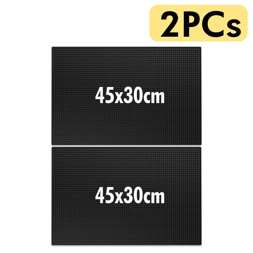 Rubber Bar Mat Coffee Maker Countertop Spill Mats Bar Service Mat Dish Glass Drying Mat for Barista Cocktail Bartender Black