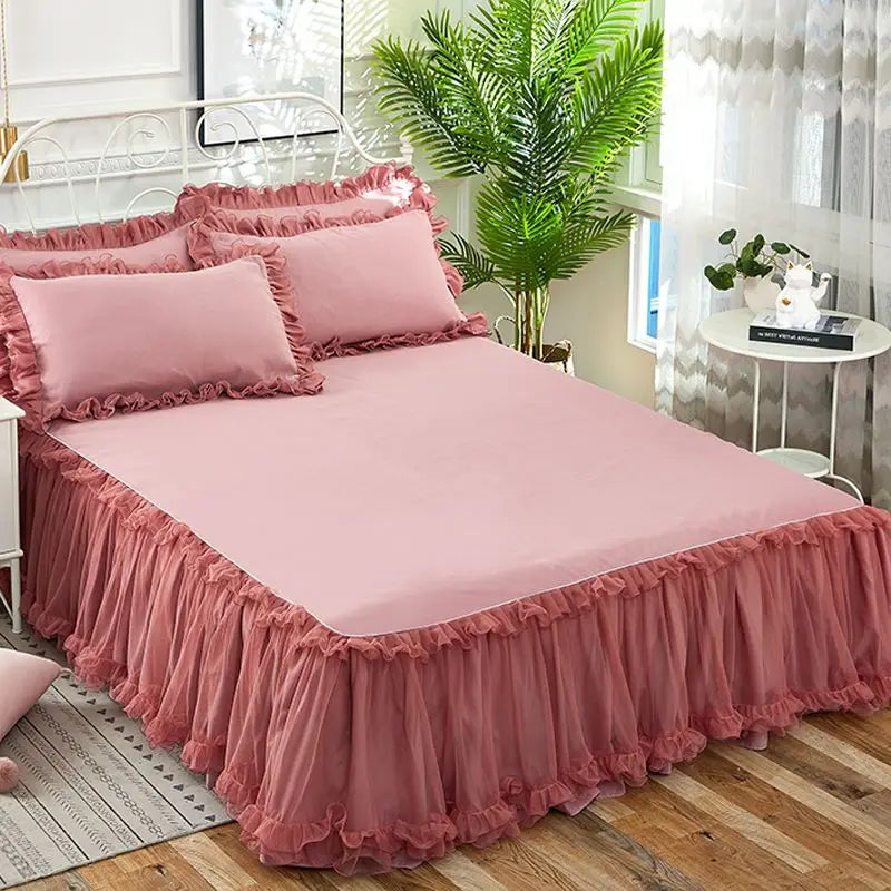 Korean Lace Bed Skirt Single Piece Princess Bedspread Thickened Mattress Non-Slip Bed Sheet Cover