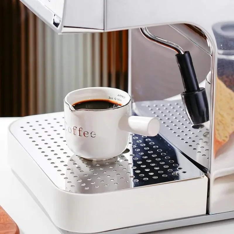Espresso Coffee Ceramic Small Milk Cup Wth Scale Coffee Measuring Cup Extraction Cup With V-Shaped Mouth Pitcher