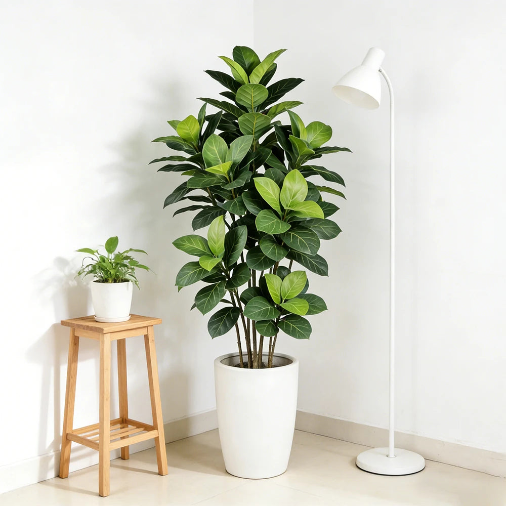 70-130cm Artificial Ficus Plants Large Fake Mulberry Tree Tropical Oak Leaf Plastic Fiddle Fig Plants For Home Garden Decor
