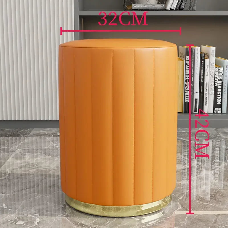 Luxury Cream Bedroom Dressing Stool Shoes Stool Creative Stools Round Stools Leather Manicure Ottomans Living Room Furniture