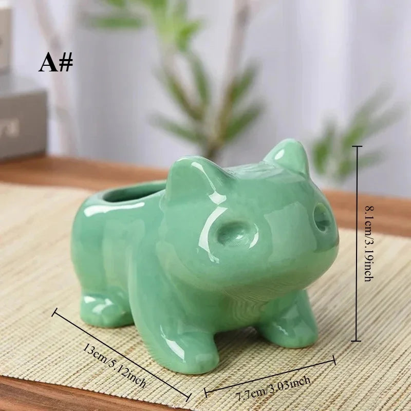 Creative Ceramic Mini Flowerpot Succulent Planter Flower Pot with Hole Cute Green Plants Planter Home Garden Decoration Outdoor