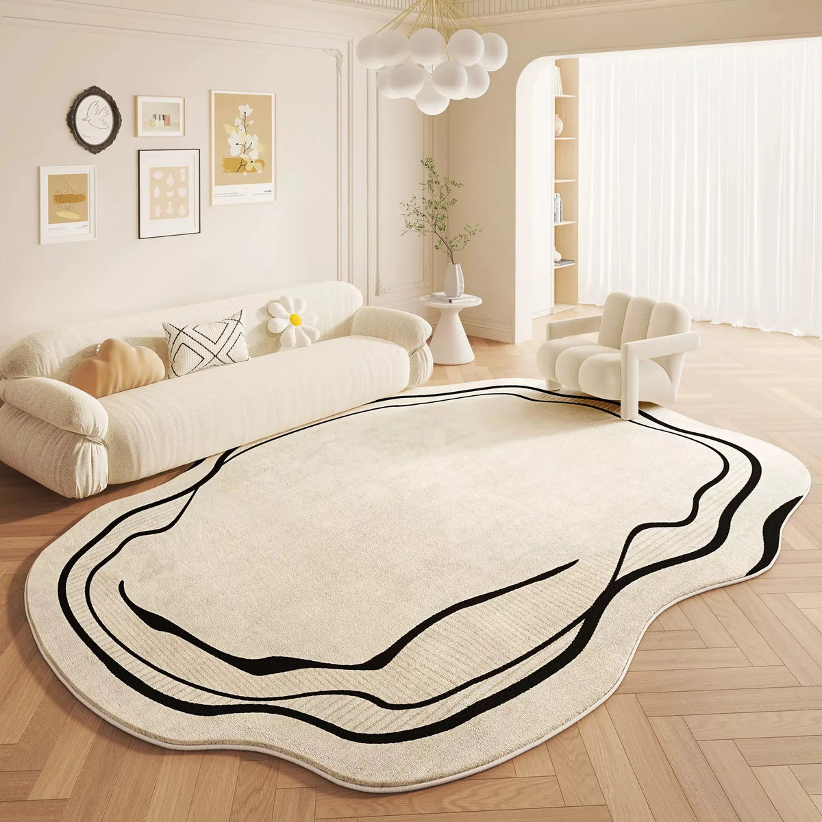 VIMAKA Cream Style Ins Light Luxury Imitation Cashmere Carpet Living Room Bedroom Sofa Dirt Resistant Carpet Home Decoration