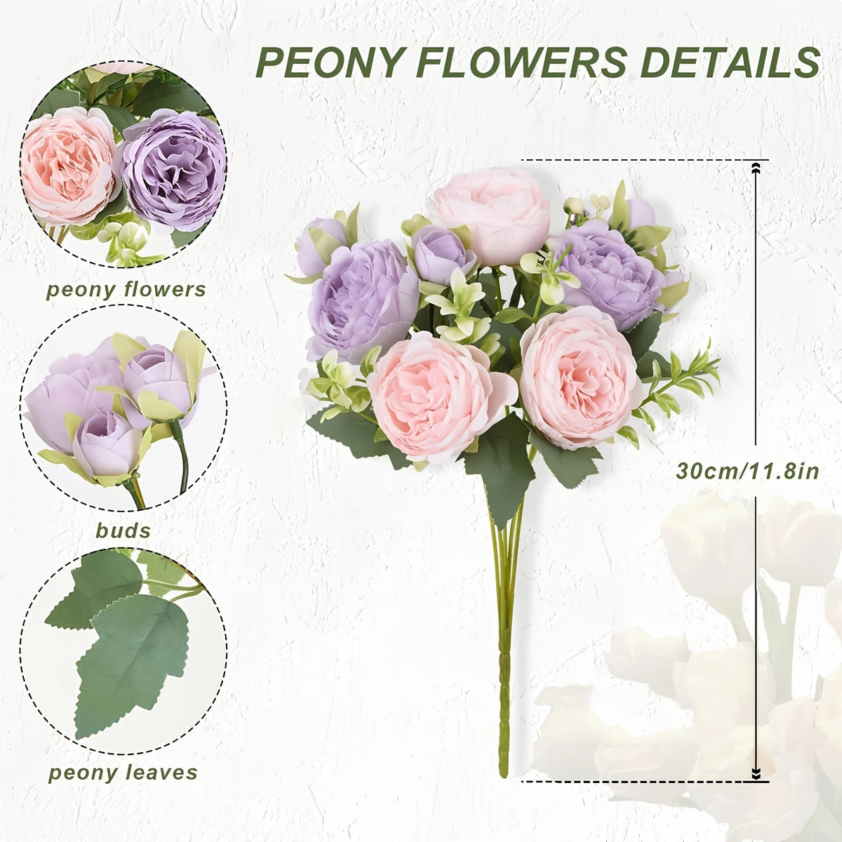 30CM Premium Silk Rose & Peony Artificial Flower Bouquet