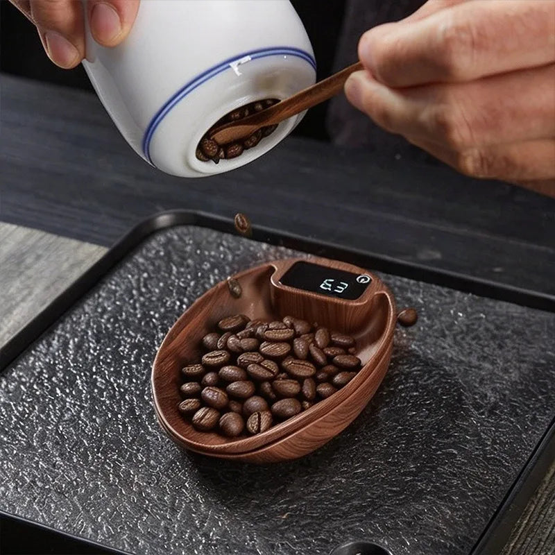 JUSTINLAU Digital Coffee Scale 0.1g Precision Espresso Brewing Weighing Scale with Bean Plate Portable for Kitchen Cafe Outdoor