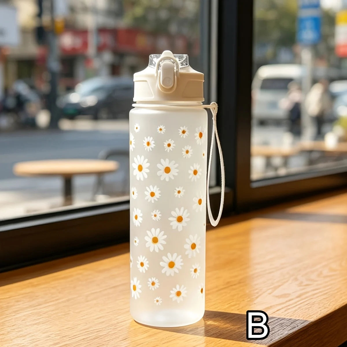 750ml Summer Daisy Straw Water Bottle