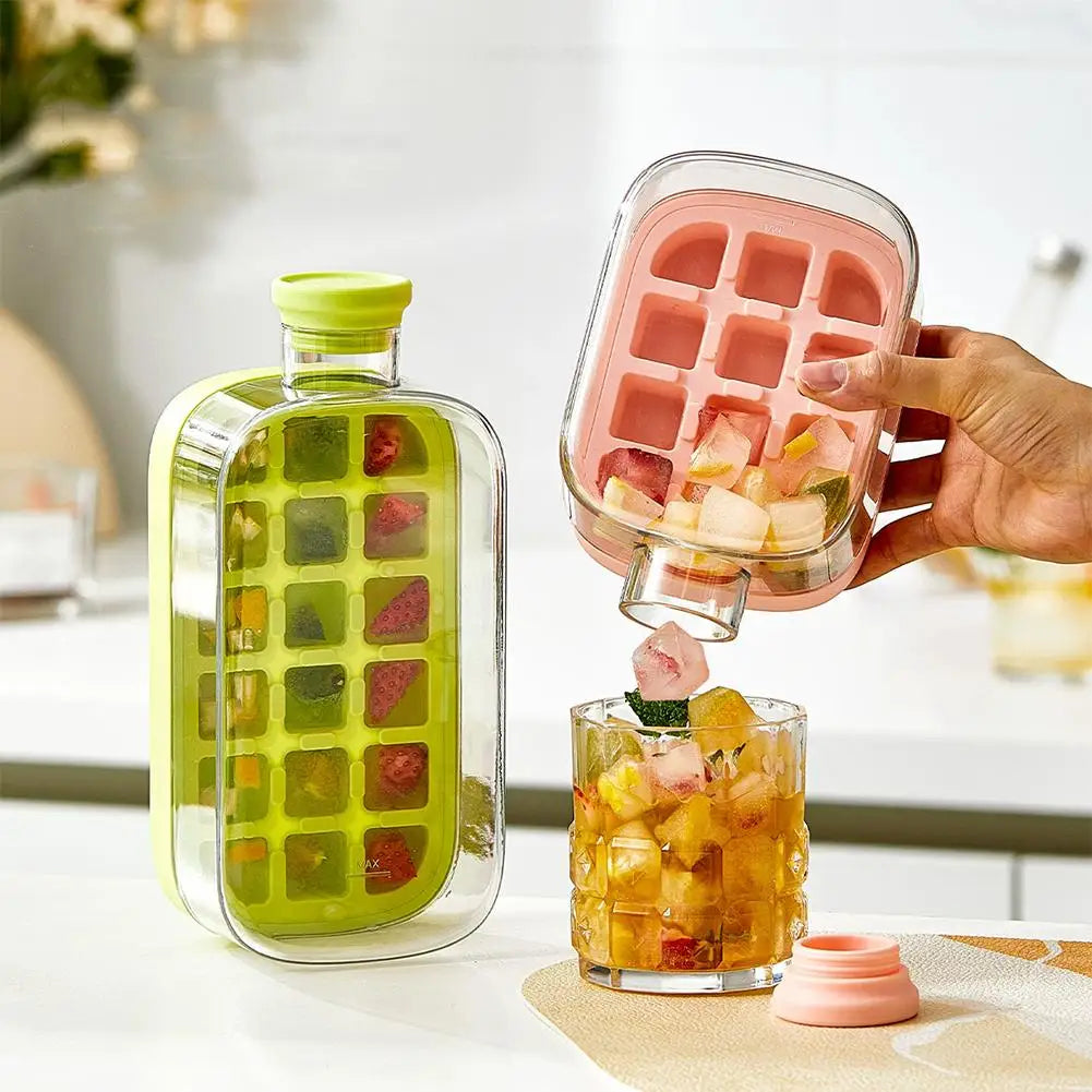 Summer Ice Cube Tray With Straw 2 in1 Ice Tray And Water Bottle For Ice Maker Silicone Ice Cube Portable Kettle Reusable Icecup